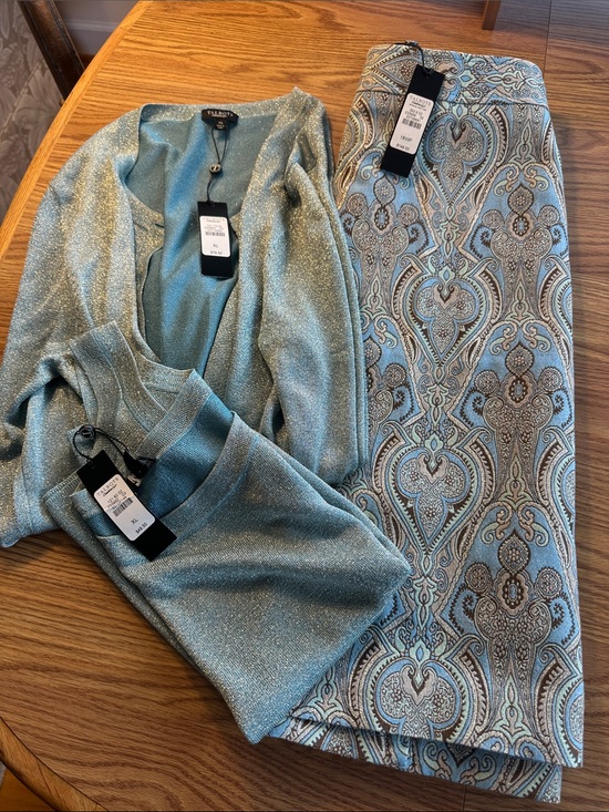 Talbots Other - Talbots NWT skirt 18WP, & 2piece sweater set XL, sparkly gold, blue, & beige
